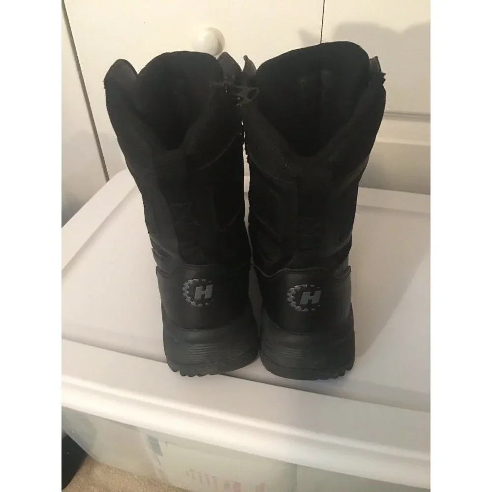 HY-TEST STEEL‎ TOE  Safety Side Zip/lace BLACK LEATHER BOOTS Men’s Sz 11.5 M